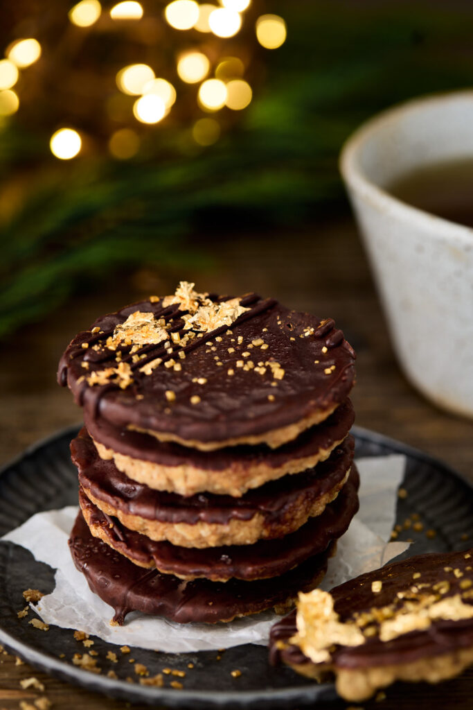 chocolate dipped oat crumble cookies