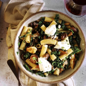 Mushroom Sausage and Kale Pasta